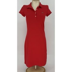Lacoste Women's 36 US 4 Polo Mini Shirt Dress Red‎ Slim Fit Tennis Golf Preppy